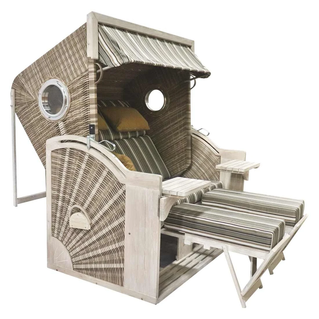 DeVries Pure Seaside XL Strandkorb Geflecht/Pinienholz 440 Ice Flower 2 DeVries Pure Seaside XL Strandkorb Geflecht/Pinienholz 440 Ice Flower – Bild 2