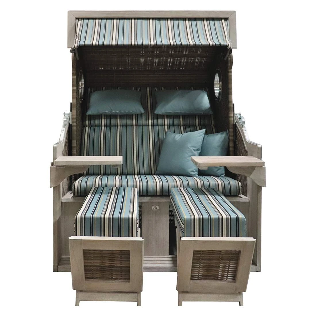 DeVries Pure Seaside L Strandkorb Geflecht/Pinienholz 444 Ice Flower 3 DeVries Pure Seaside L Strandkorb Geflecht/Pinienholz 444 Ice Flower – Bild 3