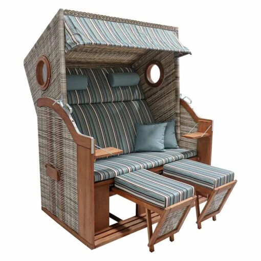 DeVries Pure Wave XL Strandkorb Geflecht/Pinie Des.444 Seashell/Light Brown Glazed -Gartenmobel Verkauf devries pure wave xl strandkorb geflecht pinie des 444 1352651 1