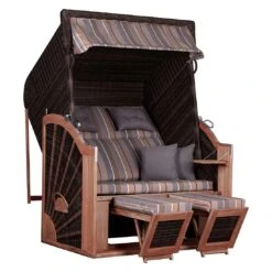 DeVries Pure Classic XL Strandkorb Teak/Geflecht Des.403 Stone Grey -Gartenmobel Verkauf devries purer classic xl strandkorb teak geflecht des 403 stone grey 1245676 1