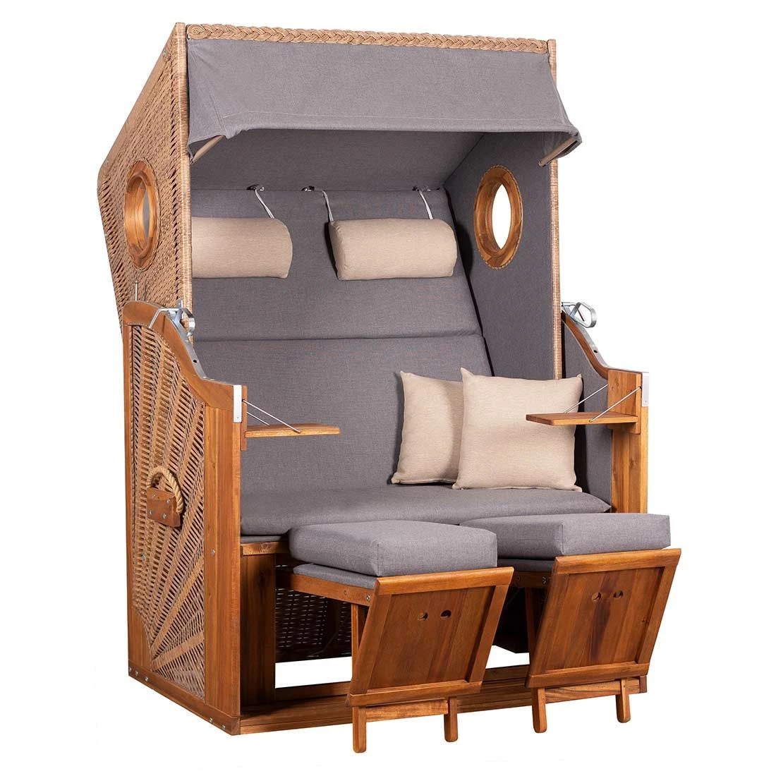 DeVries Trend 45 PE Strandkorb Akazie/Geflecht Des.751 Natur/Grau 1 DeVries Trend 45 PE Strandkorb Akazie/Geflecht Des.751 Natur/Grau