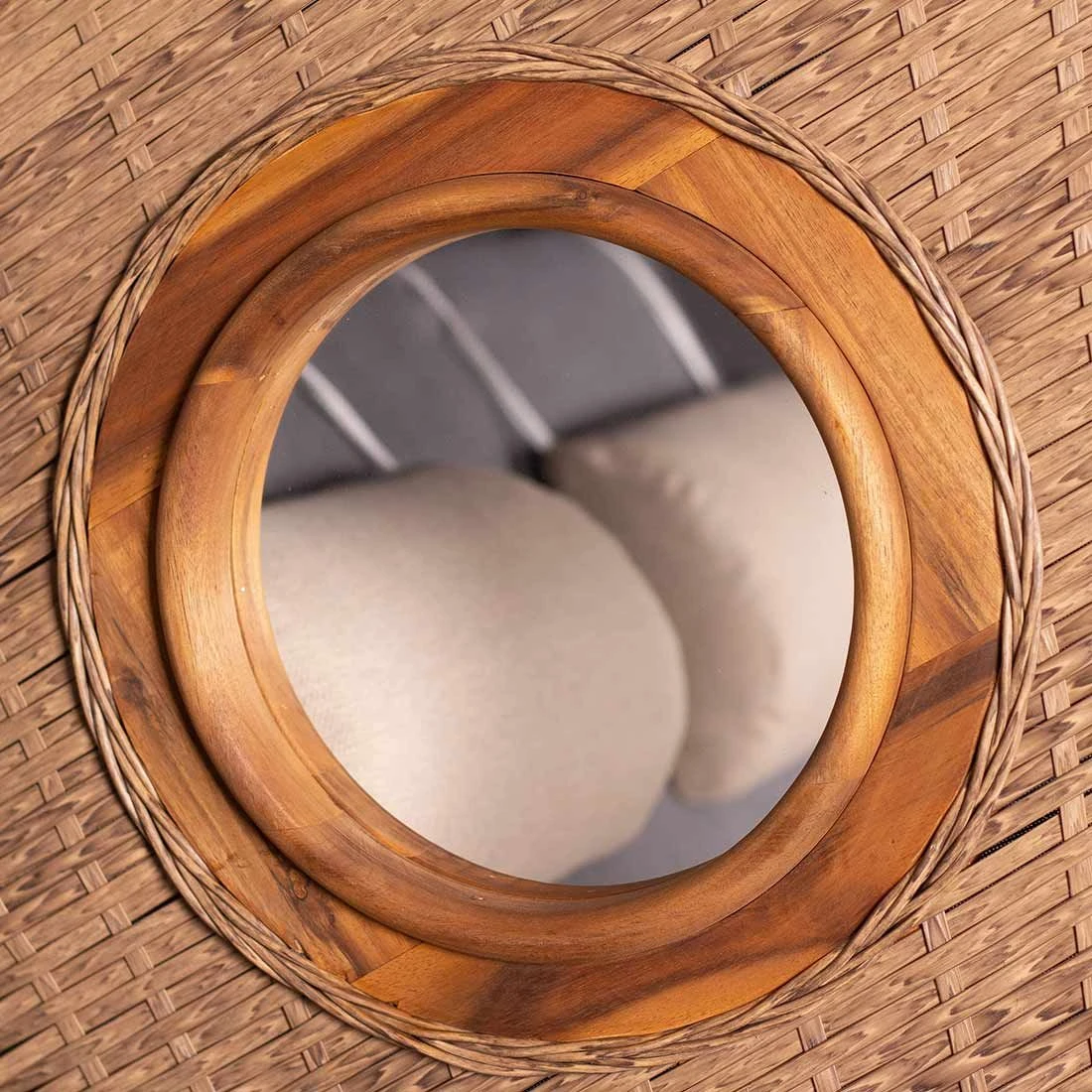 DeVries Trend 45 PE Strandkorb Akazie/Geflecht Des.751 Natur/Grau 3 DeVries Trend 45 PE Strandkorb Akazie/Geflecht Des.751 Natur/Grau – Bild 3