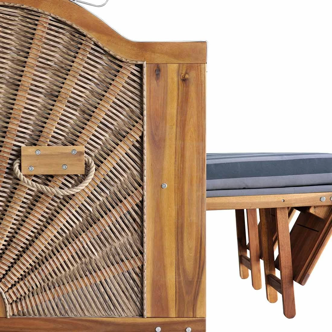 DeVries Trend 45 Strandkorb Geflecht/Akazie Des. 755 Walnut/Natural Finish 4 DeVries Trend 45 Strandkorb Geflecht/Akazie Des. 755 Walnut/Natural Finish – Bild 4