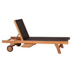 DeVries Woodie Gartenliege Mit Rädern Teak/Batyline Natur/Grau