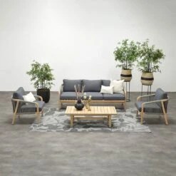 Garden Impressions Santos Loungeset 4-tlg. Akazie/Polster Akazie White Wash/Anthrazit