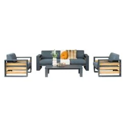 Garden Impressions Solo Loungeset 4-tlg. Aluminium/Polyester Carbon Black/Mystic Grey