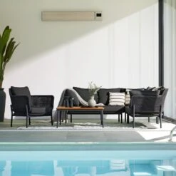 Interliving 7005 Loungeset 5-tlg. Mit Tisch 89x89 Cm Anthrazit/Grau