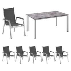 Kettler Basic Plus Gartenmöbelset 7-tlg.+Tisch 160x95cm Silber/Anthrazit -Gartenmobel Verkauf kettler basic plus gartenmoebelset 7 tlg tisch 160x95cm 1482550 2