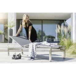 Kettler Feel Gartenliege Edelstahl/Textilene Grau Meliert -Gartenmobel Verkauf kettler feel gartenliege 203cm edelstahl textilene grau meliert 1005282 12