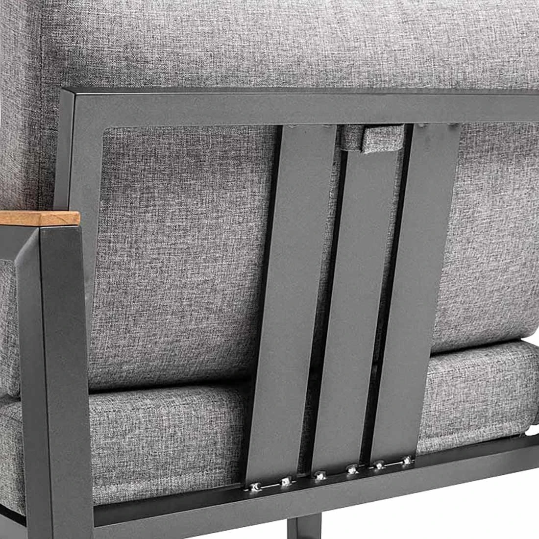 Kettler Ocean Skid Dininglounge 8-tlg. Aluminium/Olefin Anthrazit/Hellgrau Meliert 13 Kettler Ocean Skid Dininglounge 8-tlg. Aluminium/Olefin Anthrazit/Hellgrau Meliert – Bild 13