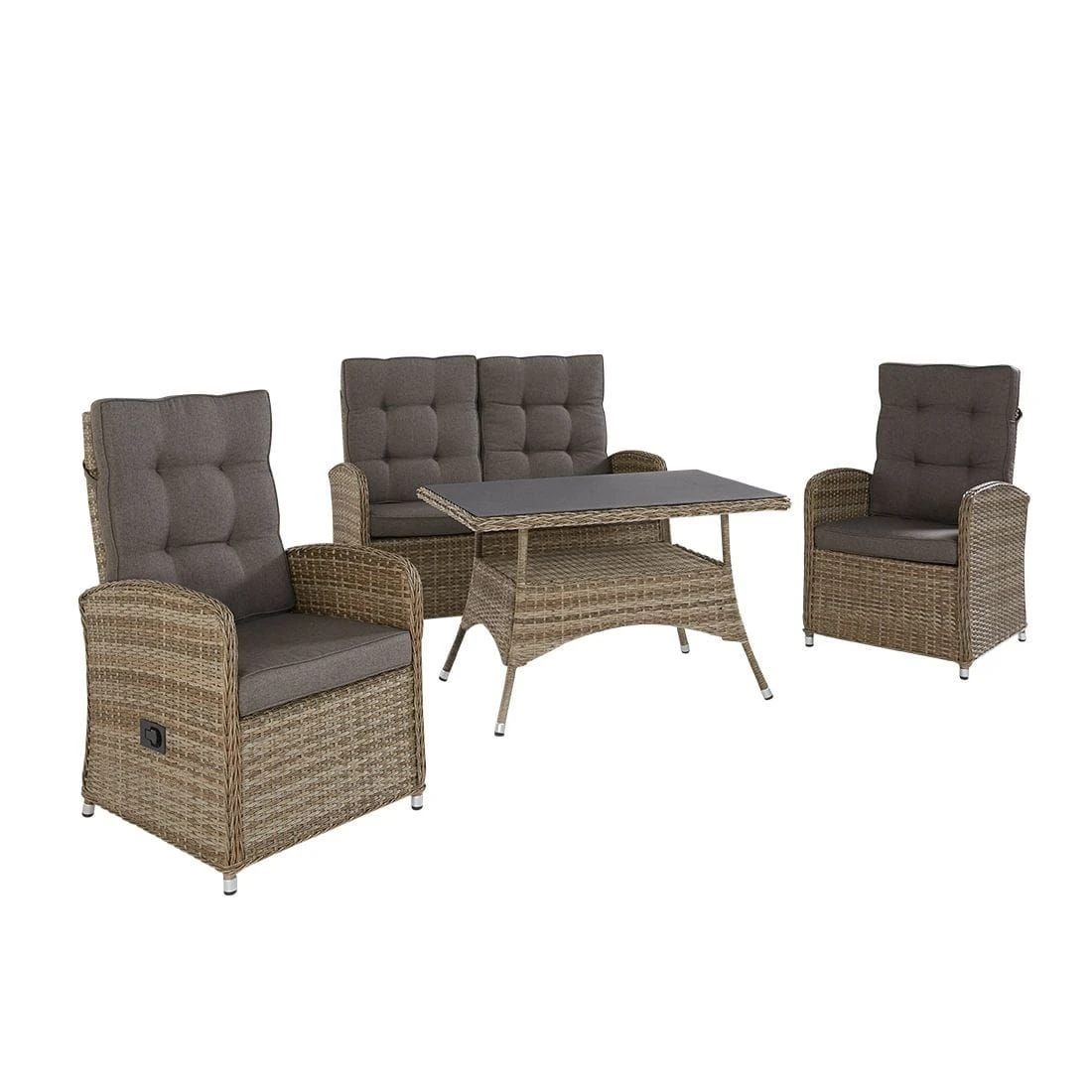 LC Garden Monaco Dininglounge 4-teilig Geflecht Inklusive Tisch Natur Mix/Grau 2 LC Garden Monaco Dininglounge 4-teilig Geflecht Inklusive Tisch Natur Mix/Grau – Bild 2