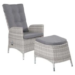 LC Garden Parma Gartensessel Geflecht/Polyester White Grey/Grey -Gartenmobel Verkauf l c wholesaler parma positionssessel alu geflecht inkl kissen white grey grey 1092699 5