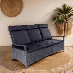 LC Garden Keramo Gartensofa Inkl. Kissen Aluminium/Geflecht Anthrazit/Grau Mix