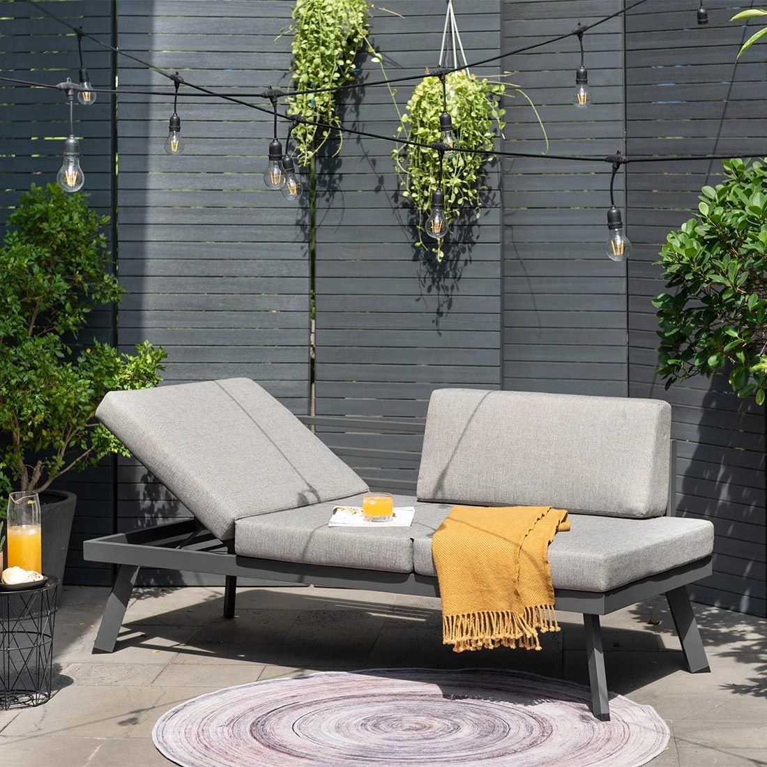 LifestyleGarden Opal Doppelliege Aluminium/Olefin Magnesium Grau/Roasted Sesame 2 LifestyleGarden Opal Doppelliege Aluminium/Olefin Magnesium Grau/Roasted Sesame – Bild 2