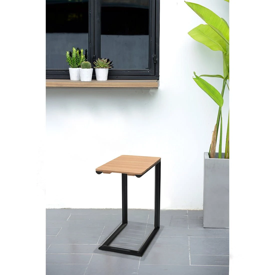 LifestyleGarden Portals Beistelltisch 47x30cm Aluminium/Teak Batman Black/Teak 2 LifestyleGarden Portals Beistelltisch 47x30cm Aluminium/Teak Batman Black/Teak – Bild 2