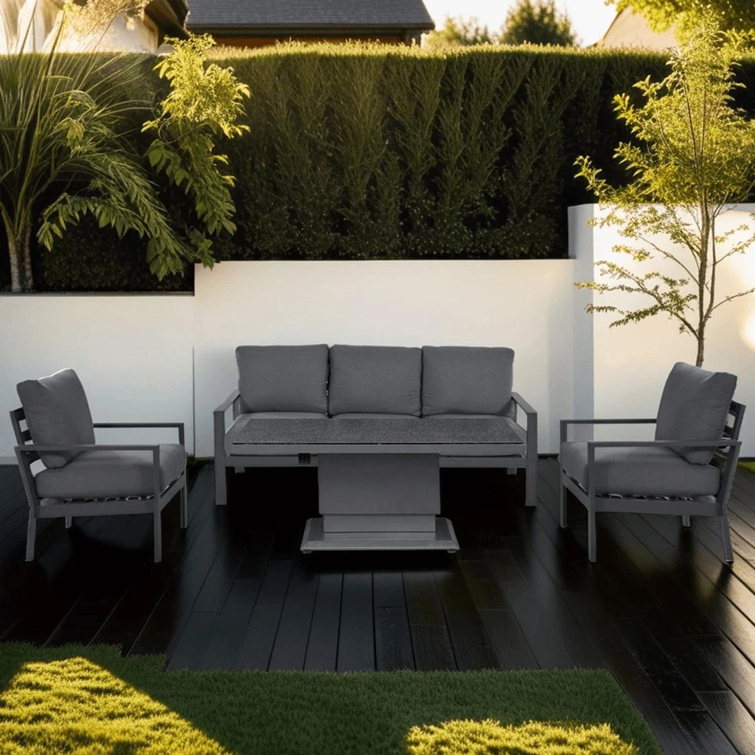 OUTLIV. Atlanta Loungeset 4-tlg. Aluminium/Polyester Anthrazit/Grau 1 OUTLIV. Atlanta Loungeset 4-tlg. Aluminium/Polyester Anthrazit/Grau