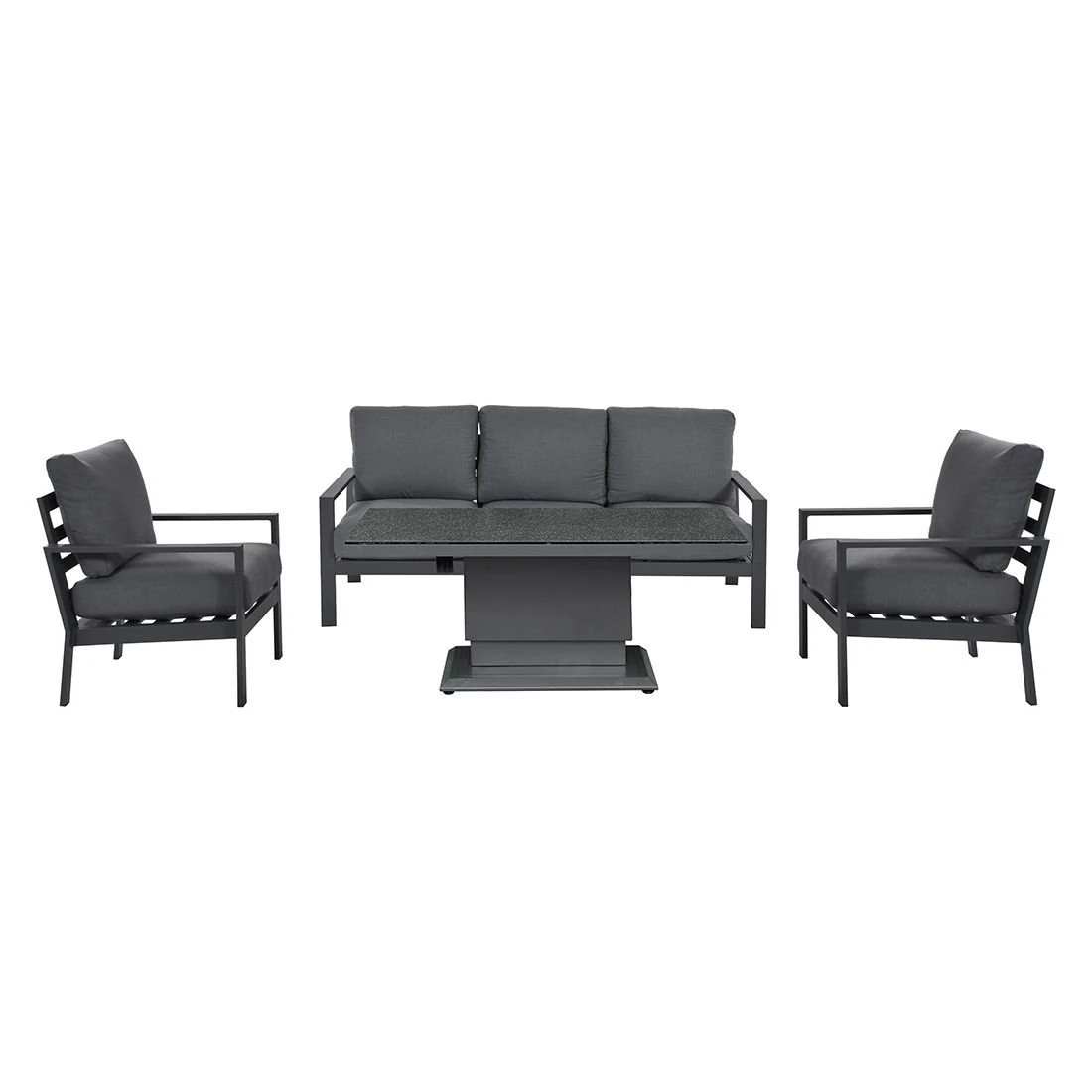OUTLIV. Atlanta Loungeset 4-tlg. Aluminium/Polyester Anthrazit/Grau 2 OUTLIV. Atlanta Loungeset 4-tlg. Aluminium/Polyester Anthrazit/Grau – Bild 2