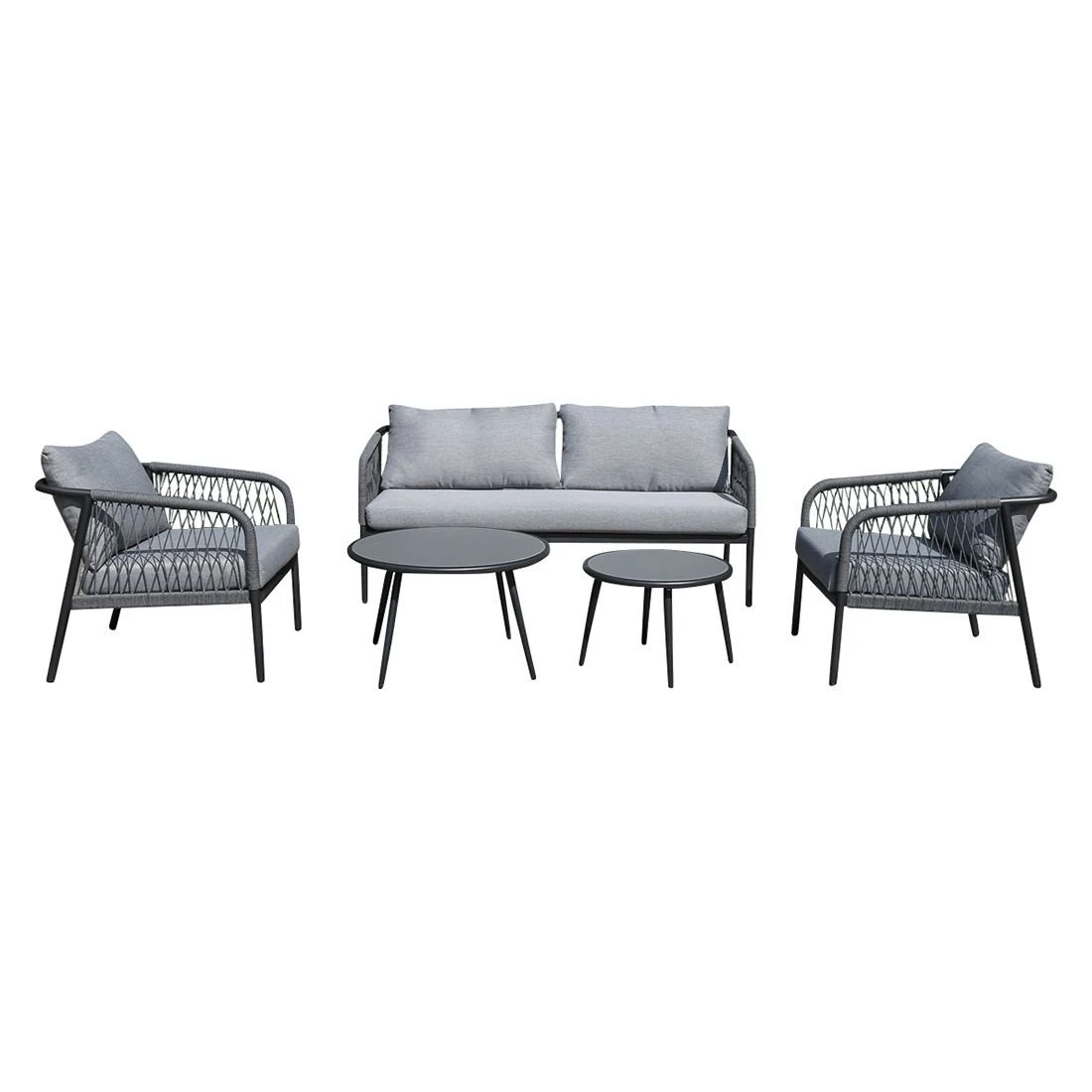 OUTLIV. Charleston Loungeset Aluminium/Olefin/Rope Anthrazit/Hellgrau 3 OUTLIV. Charleston Loungeset Aluminium/Olefin/Rope Anthrazit/Hellgrau – Bild 3