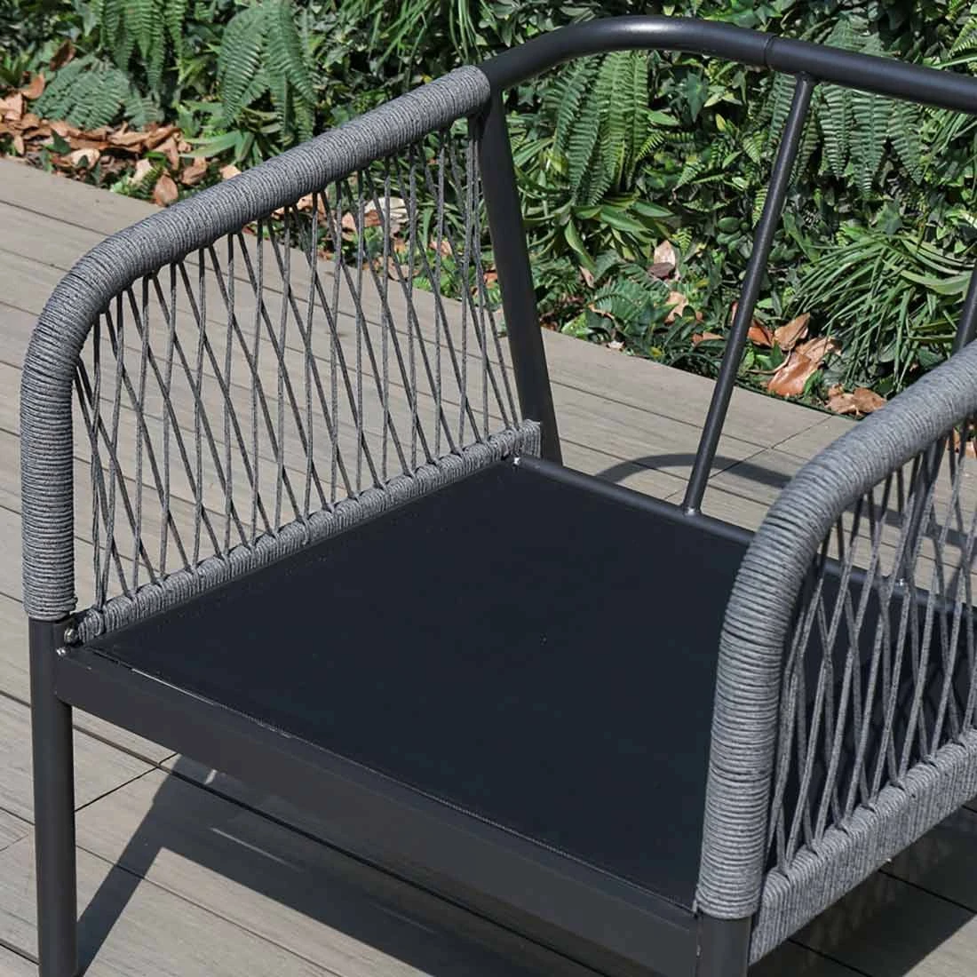 OUTLIV. Charleston Loungeset Aluminium/Olefin/Rope Anthrazit/Hellgrau 8 OUTLIV. Charleston Loungeset Aluminium/Olefin/Rope Anthrazit/Hellgrau – Bild 8