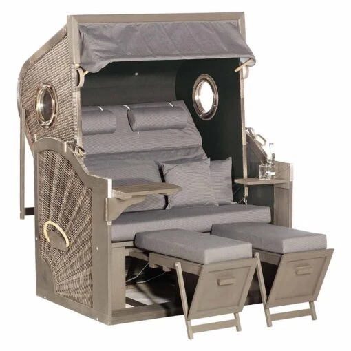 OUTLIV. Cliff Strandkorb Akazie/Geflecht Vintage Anthrazit -Gartenmobel Verkauf outliv cliff rustikal 410z strandkorb akazie kunststoff 1343301 1