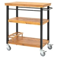 OUTLIV. Bern Servierwagen 66x43x80cm Stahl/Akazie Schwarz/Natur