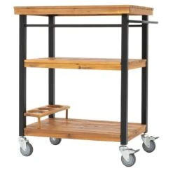 OUTLIV. Bern Servierwagen 66x43x80cm Stahl/Akazie Schwarz/Natur -Gartenmobel Verkauf outliv ko tao servierwagen 66x43x80cm stahl akazie 1343136 3