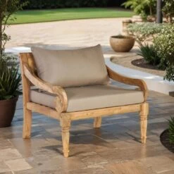 OUTLIV. Korfu Loungesessel Teak/Olefin Natur/Braun