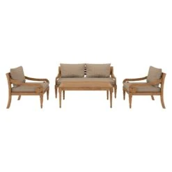 OUTLIV. Korfu Loungeset 4-tlg. Teak/Olefin Natur/Braun -Gartenmobel Verkauf outliv korfu sofagruppe 4 tlg teak olefin 1431807 3