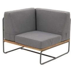 OUTLIV. Largo Ecklounge Stahl/Kunstfaser Anthrazit/Royal Dark Grey -Gartenmobel Verkauf outliv largo loungeecke 5tlg stahl pulver akazie kissen anthrazit grau 1205394 11