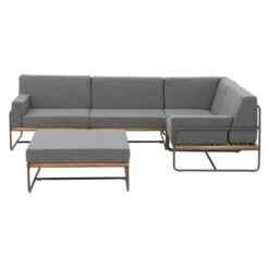OUTLIV. Largo Ecklounge Stahl/Kunstfaser Anthrazit/Royal Dark Grey -Gartenmobel Verkauf outliv largo loungeecke 5tlg stahl pulver akazie kissen anthrazit grau 1205394 5