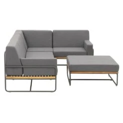OUTLIV. Largo Ecklounge Stahl/Kunstfaser Anthrazit/Royal Dark Grey -Gartenmobel Verkauf outliv largo loungeecke 5tlg stahl pulver akazie kissen anthrazit grau 1205394 6