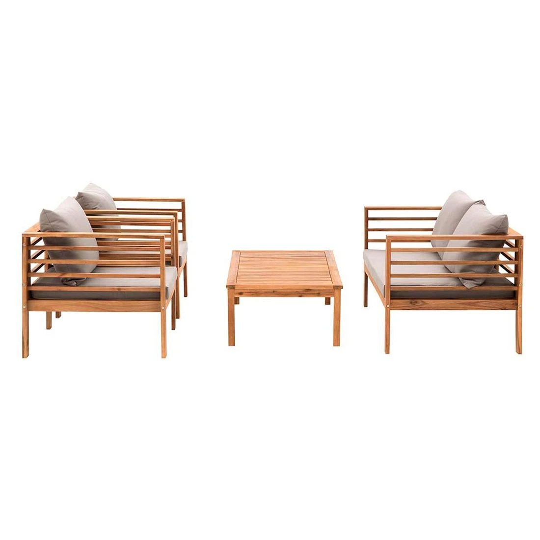 OUTLIV. Odense Loungeset 4-tlg. Akazie/Polyester Teak Look/Hellgrau 5 OUTLIV. Odense Loungeset 4-tlg. Akazie/Polyester Teak Look/Hellgrau – Bild 5