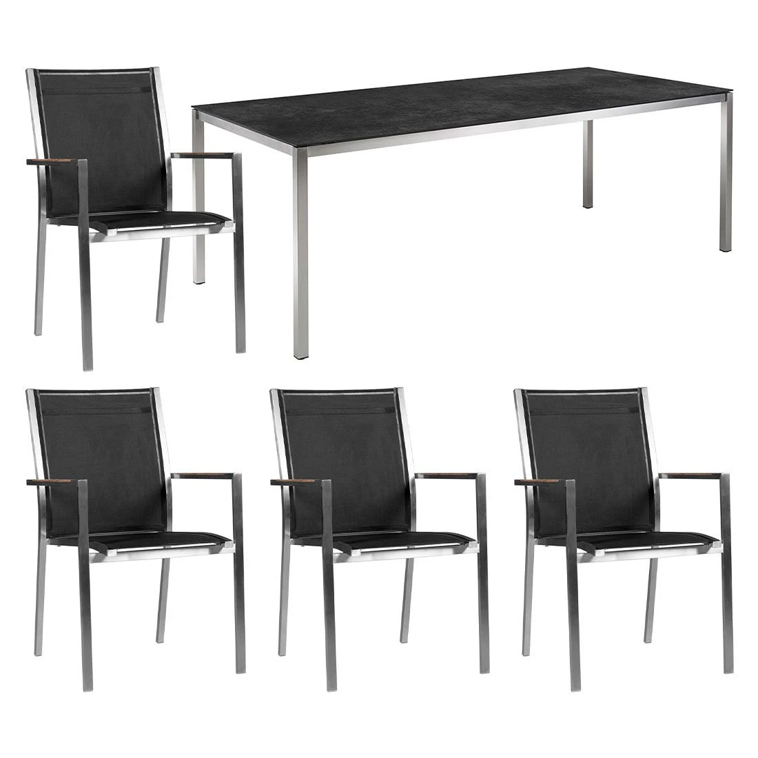 Zebra One Gartenmöbelset 5-tlg. Mit Tisch 160x100 Cm Silber/Concrete 1 Zebra One Gartenmöbelset 5-tlg. Mit Tisch 160x100 Cm Silber/Concrete