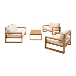 OUTLIV. Santa Cruz Loungeset 4-tlg. Akazie/Polyester Natur/Ecru -Gartenmobel Verkauf outliv santa cruz loungeset 4 tlg akazie polyester 1376928 3