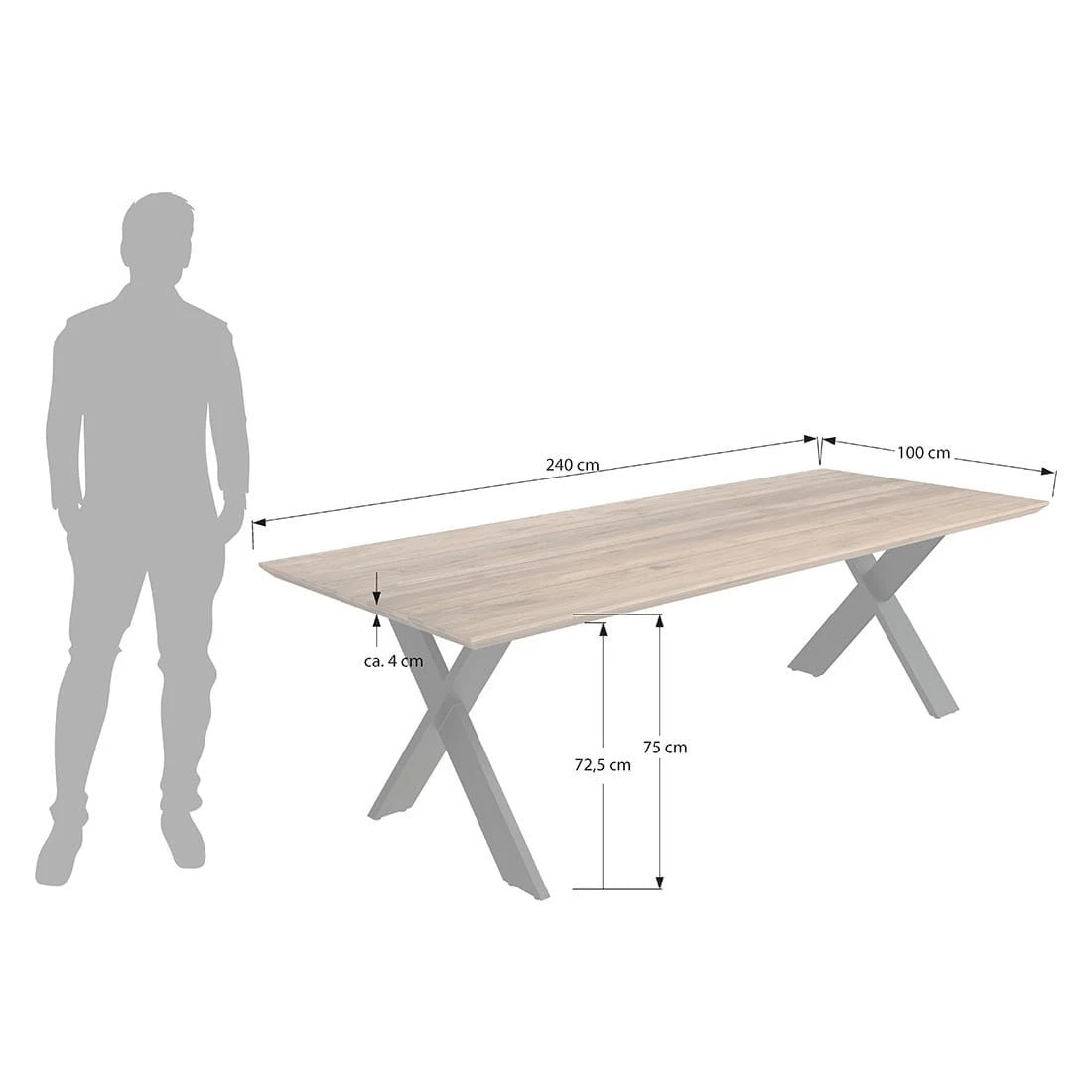 OUTLIV. Tilburg Gartentisch 240x100cm Aluminium/Teak Anthrazit/Teak Recycelt 6 OUTLIV. Tilburg Gartentisch 240x100cm Aluminium/Teak Anthrazit/Teak Recycelt – Bild 6