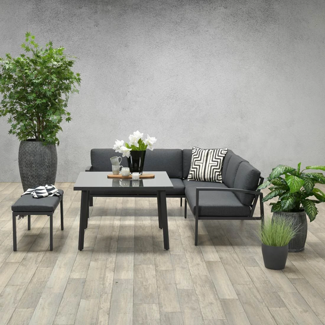 OUTLIV. Wellington Dininglounge 3-tlg. Aluminium/Polster Carbon Black/Reflex Black 1 OUTLIV. Wellington Dininglounge 3-tlg. Aluminium/Polster Carbon Black/Reflex Black
