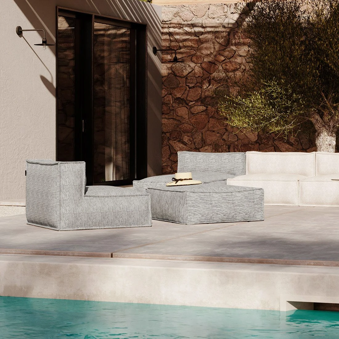 ROOLF Living Silky Loungehocker Polypropylen/Chenille Grau 2 ROOLF Living Silky Loungehocker Polypropylen/Chenille Grau – Bild 2