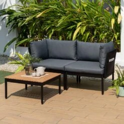 LifestyleGarden Colobus Loungeset 3-tlg. Aluminium/Textilene Schwarz/Dunkelgrau