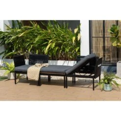 LifestyleGarden Colobus Loungeset 3-tlg. Aluminium/Textilene Schwarz/Dunkelgrau -Gartenmobel Verkauf scancom colobus loungeset 3 tlg aluminium textilene 1411435 11