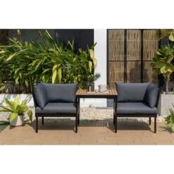 LifestyleGarden Colobus Loungeset 3-tlg. Aluminium/Textilene Schwarz/Dunkelgrau -Gartenmobel Verkauf scancom colobus loungeset 3 tlg aluminium textilene 1411435 7