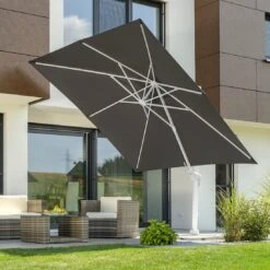 Schneider® Schneider Rhodos Twist-Bianco Ampelschirm 300x300cm Weiß/Anthrazit -Gartenmobel Verkauf schneider rhodos twist bianco ampelschirm 300x300cm anthrazit 1098254 2