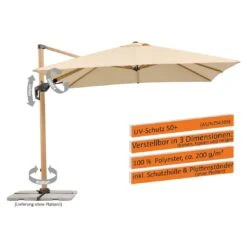 Schneider® Schneider Rhodos Twist-Woody Ampelschirm 300x300cm Natur -Gartenmobel Verkauf schneider rhodos twist woody ampelschirm 300x300cm 1357095 4