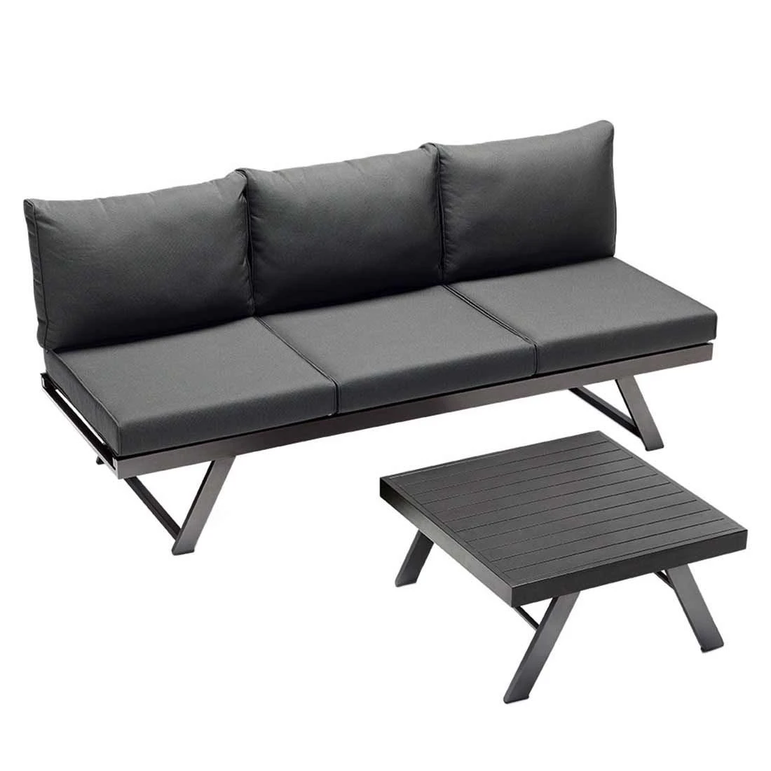 Sieger Auckland Gartensofa 2-tlg. Aluminium/Sunproof Eisengrau/Grau 2 Sieger Auckland Gartensofa 2-tlg. Aluminium/Sunproof Eisengrau/Grau – Bild 2