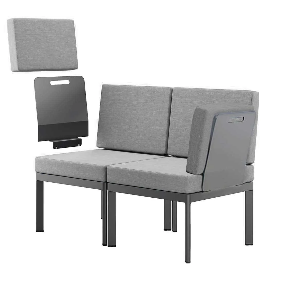 Sieger Lugo Gartensofa Aluminium/Sunproof Eisengrau/Hellgrau 2 Sieger Lugo Gartensofa Aluminium/Sunproof Eisengrau/Hellgrau – Bild 2