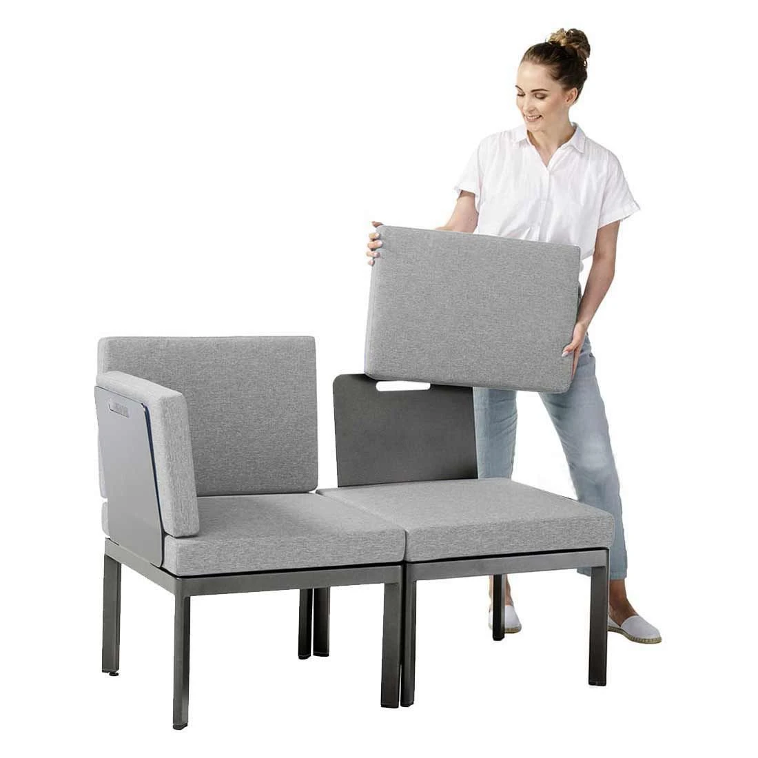 Sieger Lugo Gartensofa Aluminium/Sunproof Eisengrau/Hellgrau 3 Sieger Lugo Gartensofa Aluminium/Sunproof Eisengrau/Hellgrau – Bild 3