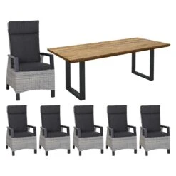Siena Garden Corido Gartenmöbel-Set 7-tlg. Mit Tisch 200x100cm Matt Anthrazit/Ice Grey
