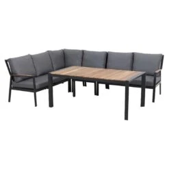 Siena Garden Londra Dininglounge 5-tlg. Mit Tisch 140x80cm Anthrazit/Schwarz-Silber