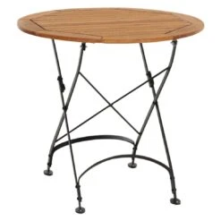 Siena Garden Peru III Klapptisch Ø85cm Stahl/Robinie Schwarz/Natur