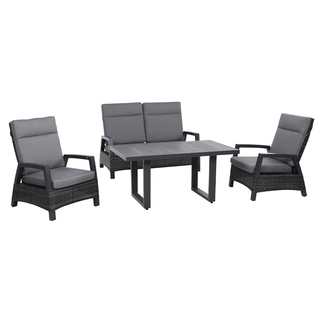 Siena Garden Taranto Loungeset 4-tlg. Aluminium/Gardino®-Geflecht Matt Anthrazit/Blau-Grau 1 Siena Garden Taranto Loungeset 4-tlg. Aluminium/Gardino®-Geflecht Matt Anthrazit/Blau-Grau