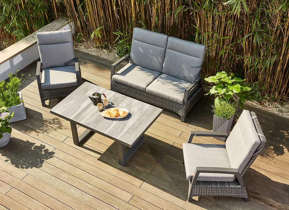 Siena Garden Taranto Loungeset 4-tlg. Aluminium/Gardino®-Geflecht Matt Anthrazit/Blau-Grau 2 Siena Garden Taranto Loungeset 4-tlg. Aluminium/Gardino®-Geflecht Matt Anthrazit/Blau-Grau – Bild 2